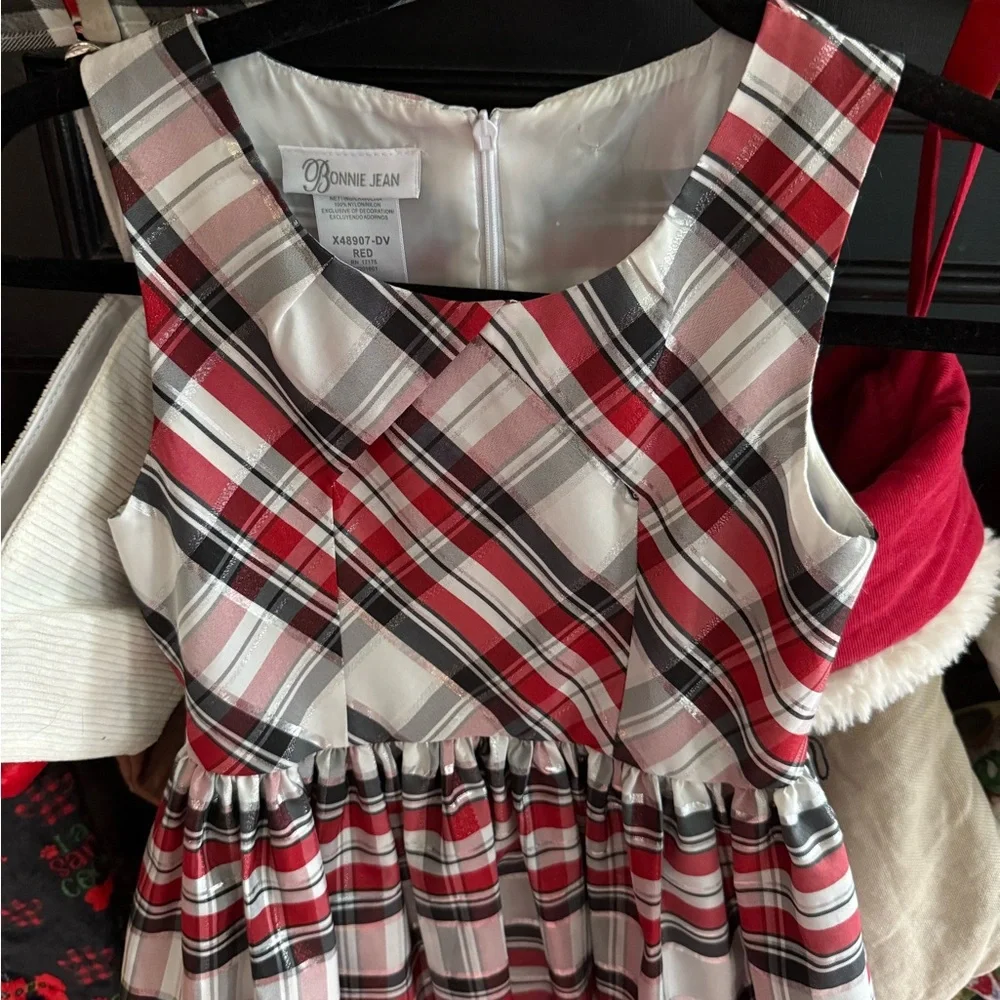 Bonnie Jean Christmas Holiday Plaid Sleeveless Party Dress  8 - Picture 2 of 9